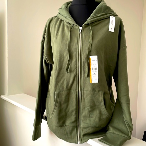 Time and Tru Tops - Army Green Hoodie Zip-Up Large (12/14)